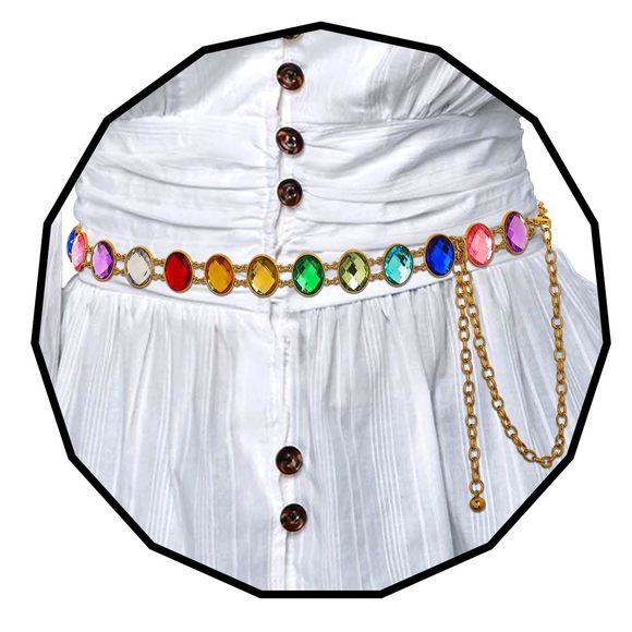 Colorful Rhinestone Chain Belt Rainbow Gem Waist Belt Statement Diamond Waist🦑 - Picture 1 of 6
